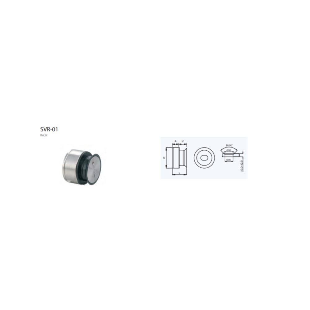 Suporte conect. p/vidro fix SVR-01/1 6mm inox APC