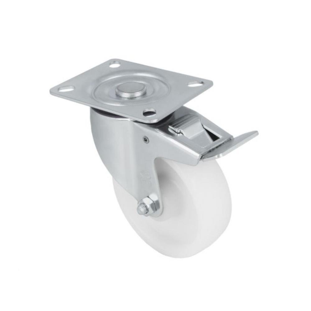 RODA 2550 150X40 C/TRAVÃO NYL. BRANCO AMIG