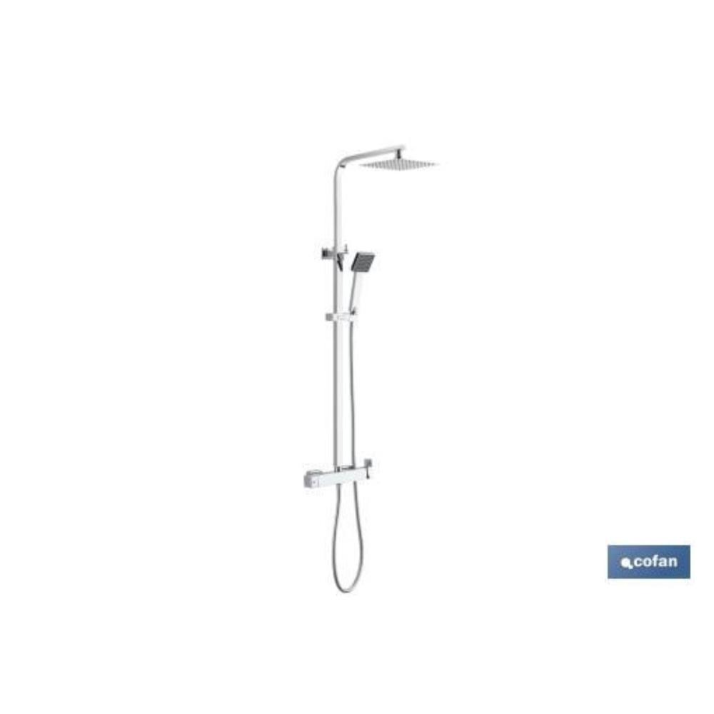 Coluna de duche c/monocomando design quad. cromado Cofan