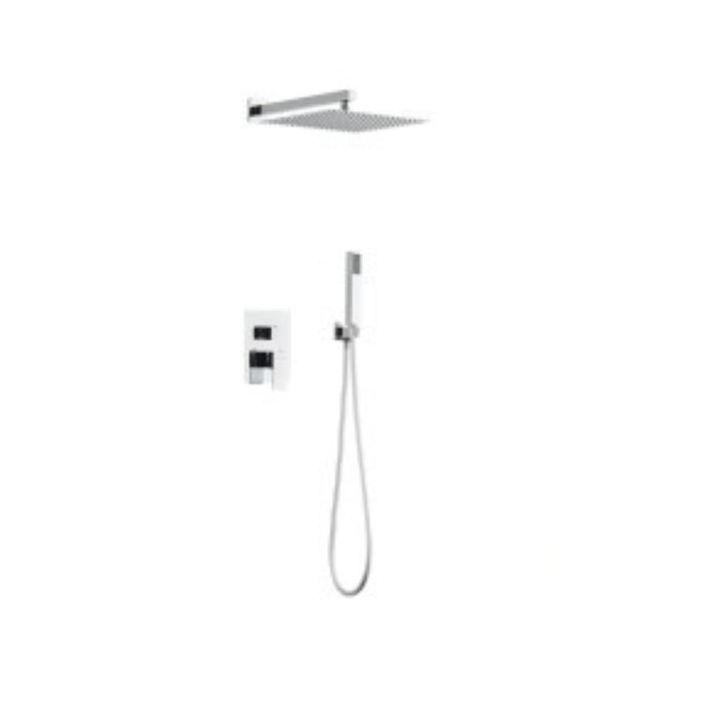 Conjunto de duche embutir design quadrado cromado Cofan