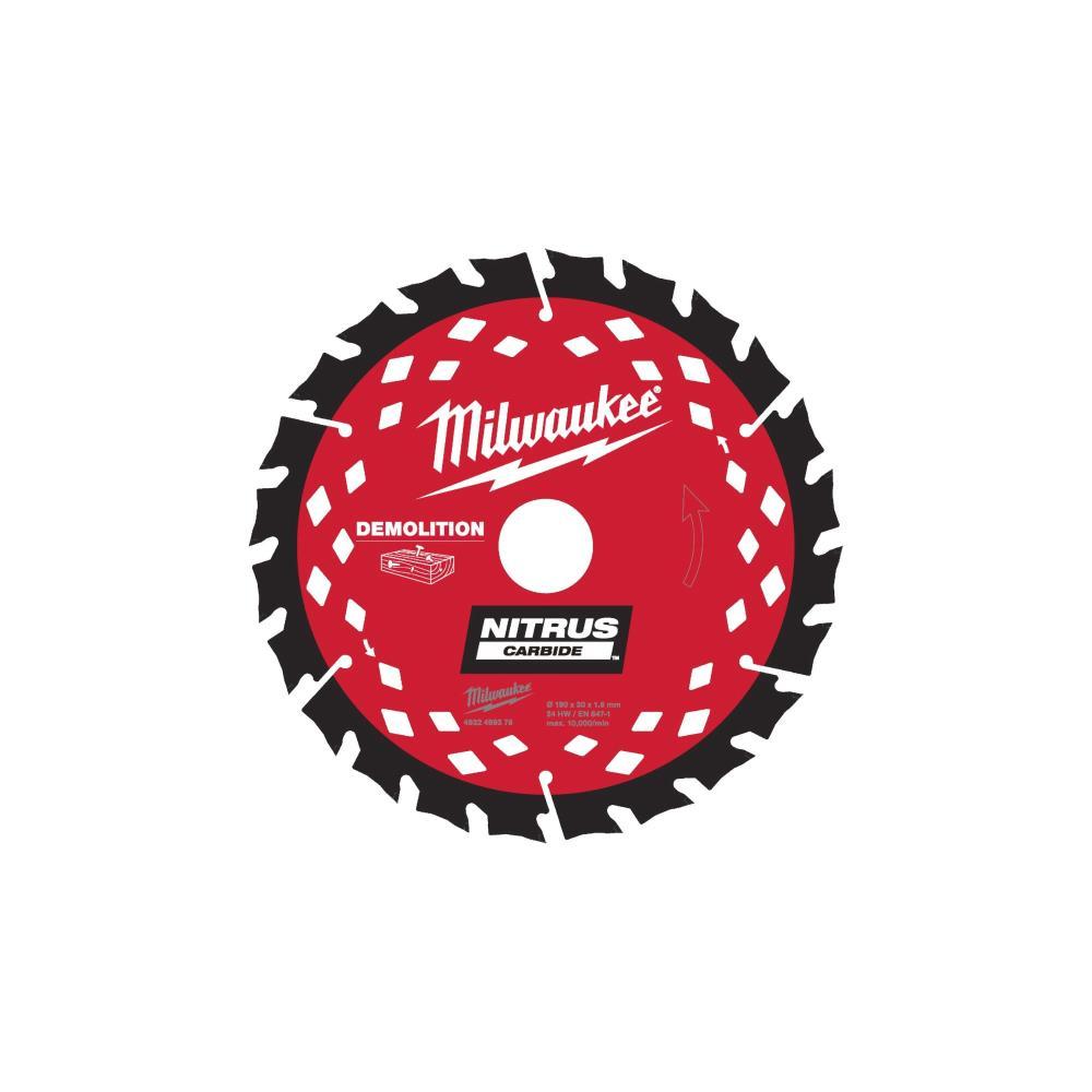 Disco de demolição Nitrus Carbide 190x30x1.6x24ATB Milwaukee