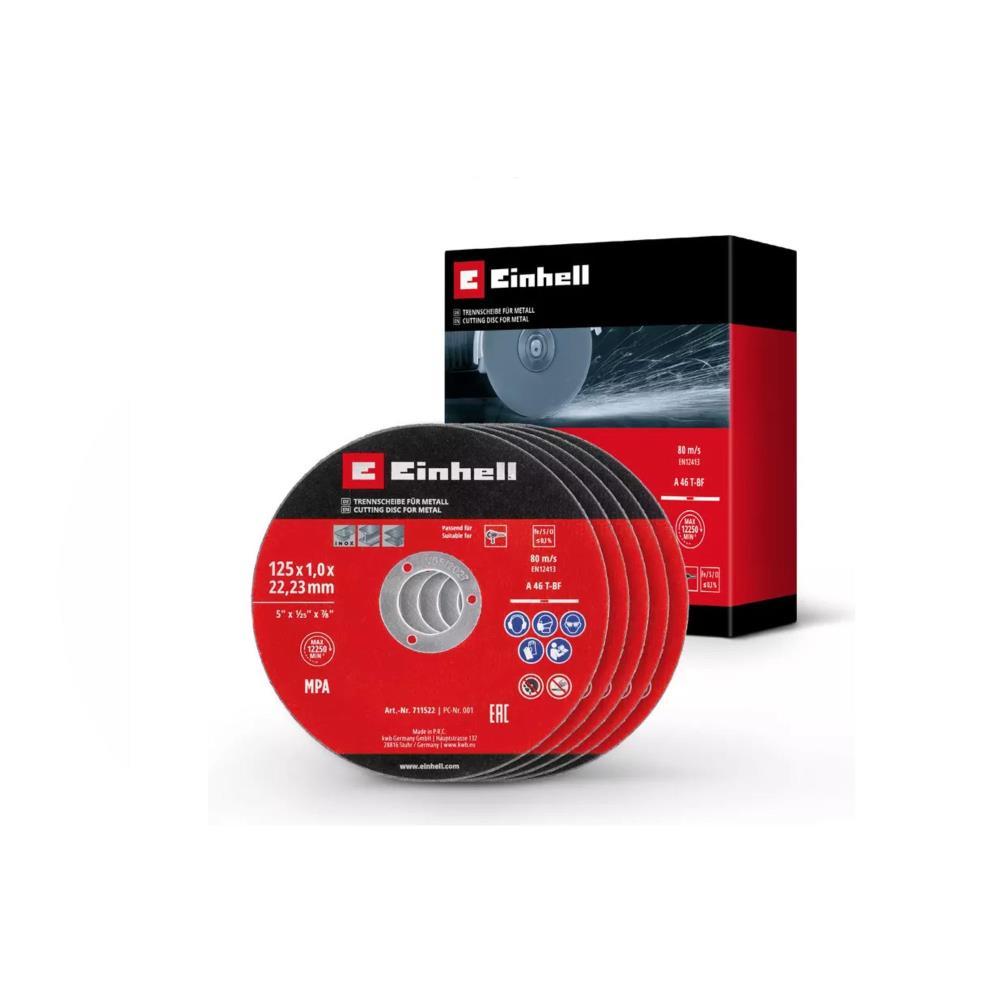 Pack de 5 discos 125mm corte inox metal Einhell