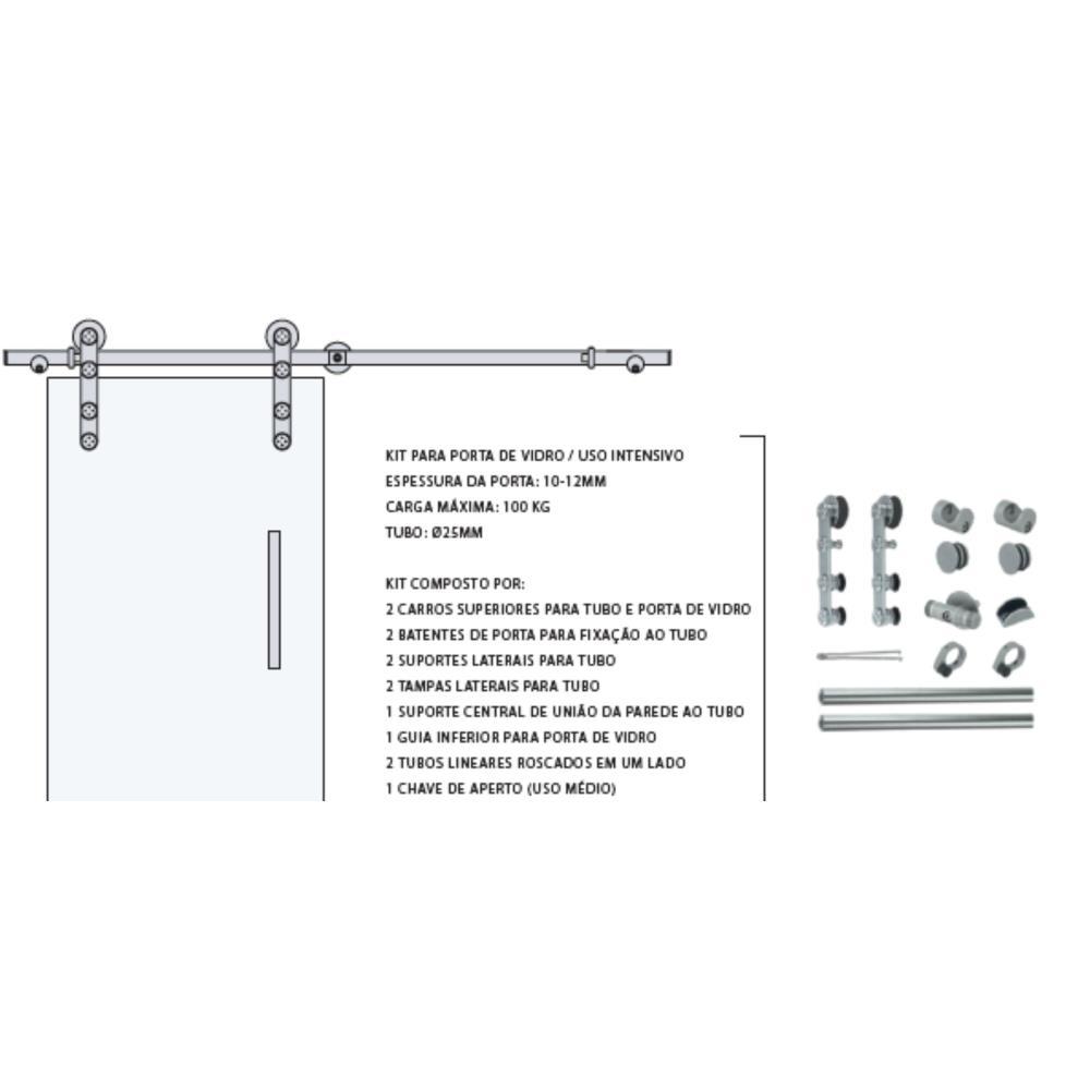 SIST. DE CORRER P/VIDRO SCV-01 25mm INOX APC