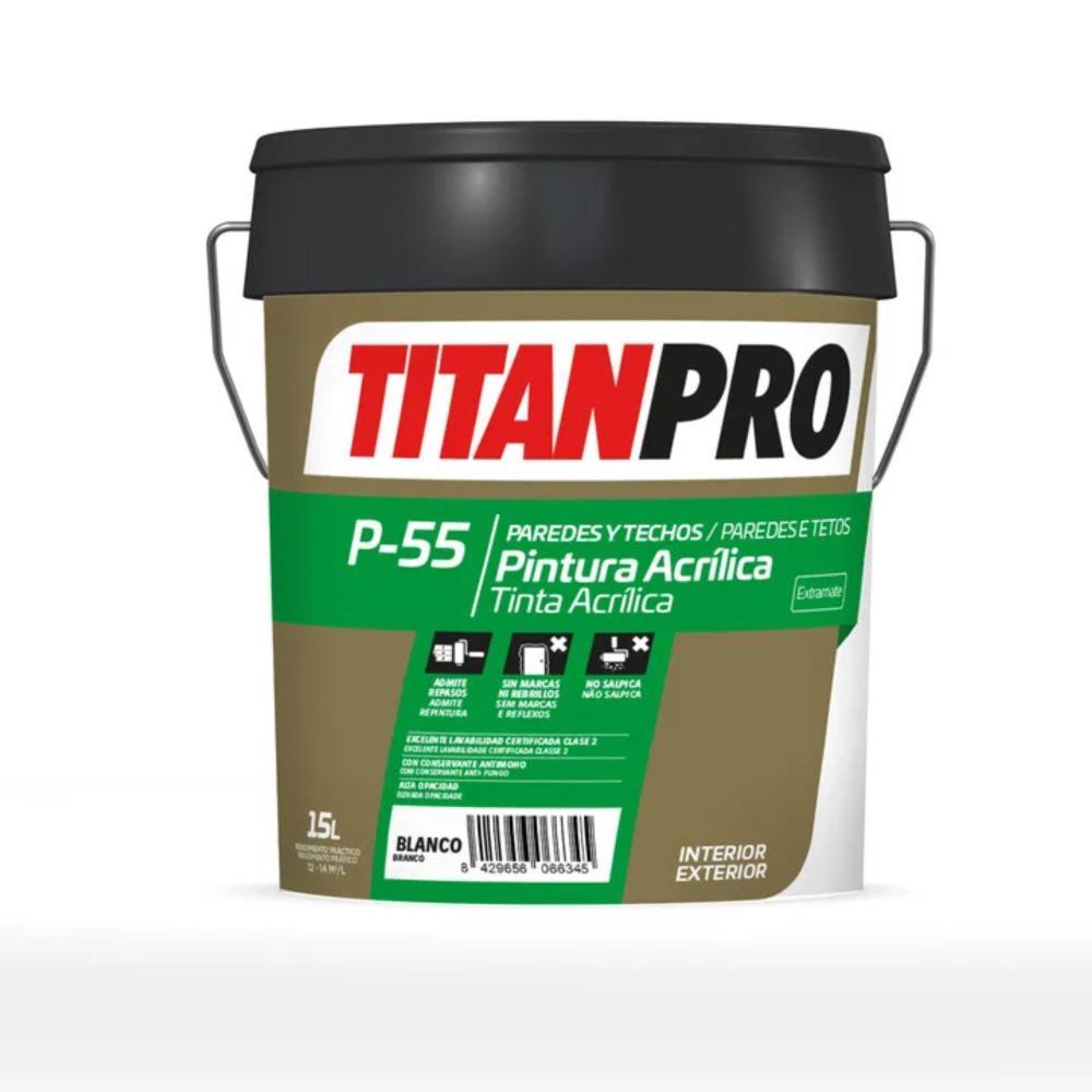 15L tinta acrilica branco extra mate P-55 Titan