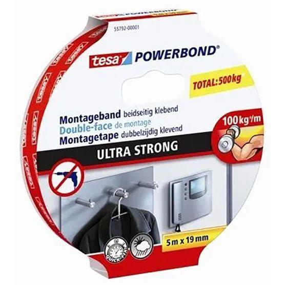 FITA DUPLA FACE EXTRA FORTE 5m X 19mm - 100kg/M BRANCO TESA