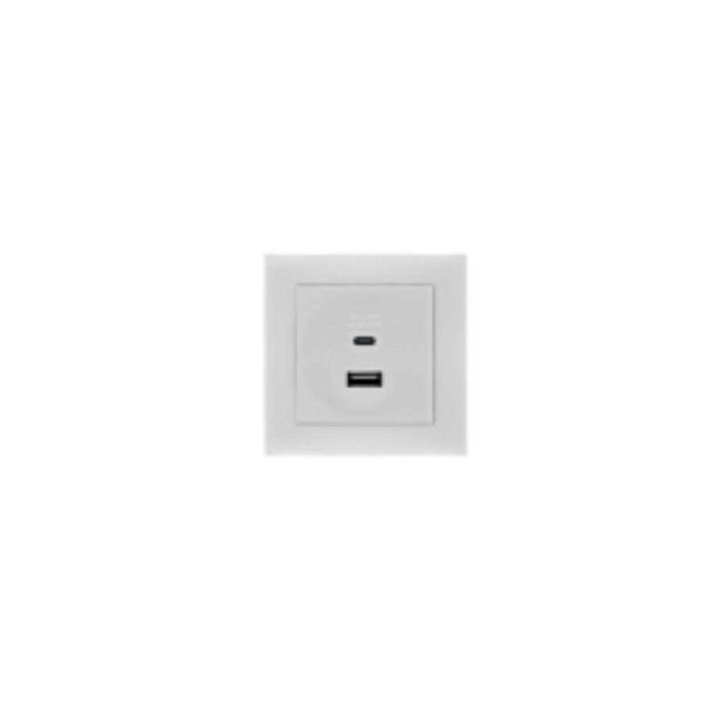 Tomada dupla USB+C M2020 branco Aslo