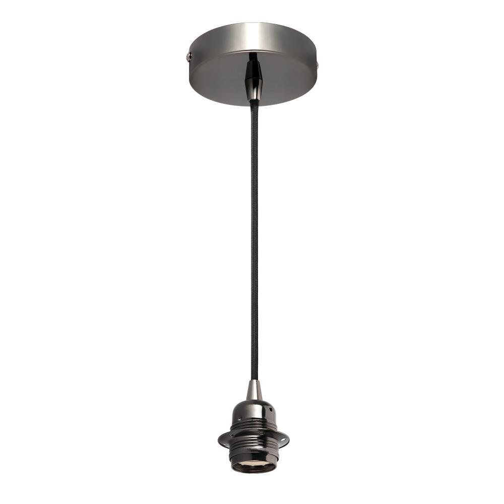 SUSPENSAO METAL. C/SUPORTE C/ANILHA E27 PRETO