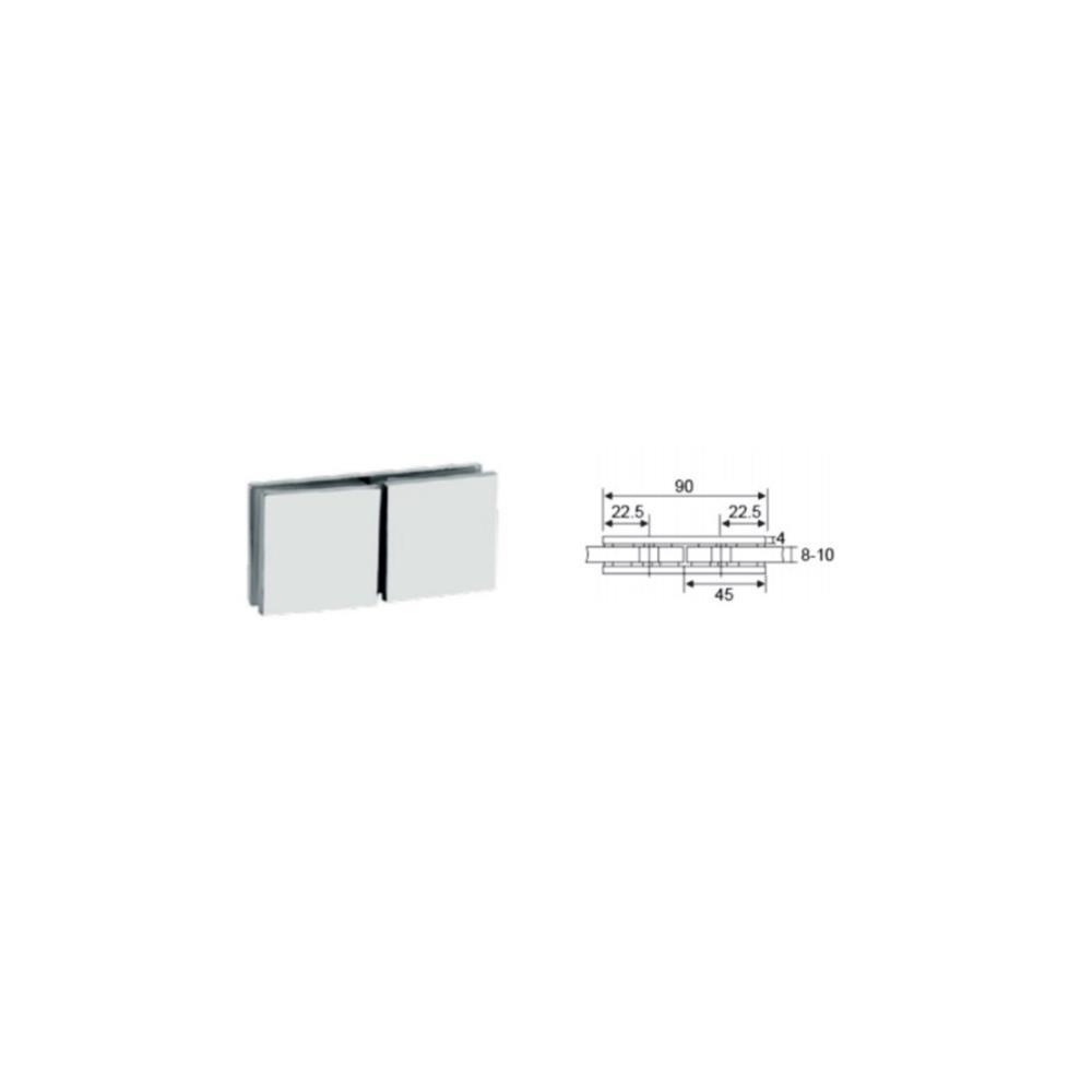 Suporte p/vidro ref. SV07 180º duplo 45x45x4mm inox sat