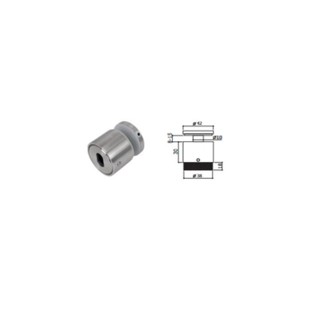 Suporte excêntrico p/vidro 42mm ref SV42 inox polido