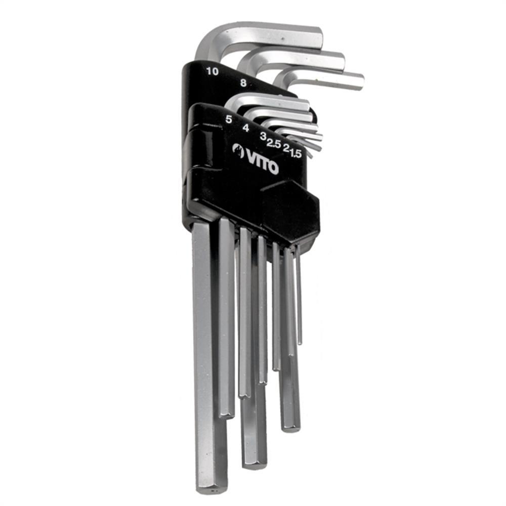 CONJUNTO 9 CHAVES HEXAGONAIS LONGAS PRO (1,5 A 10MM)