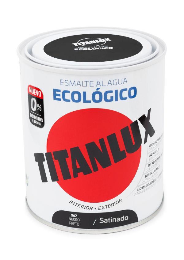 750ml ESMALTE TITANLUX ECO PRETO ACETINADO TITAN