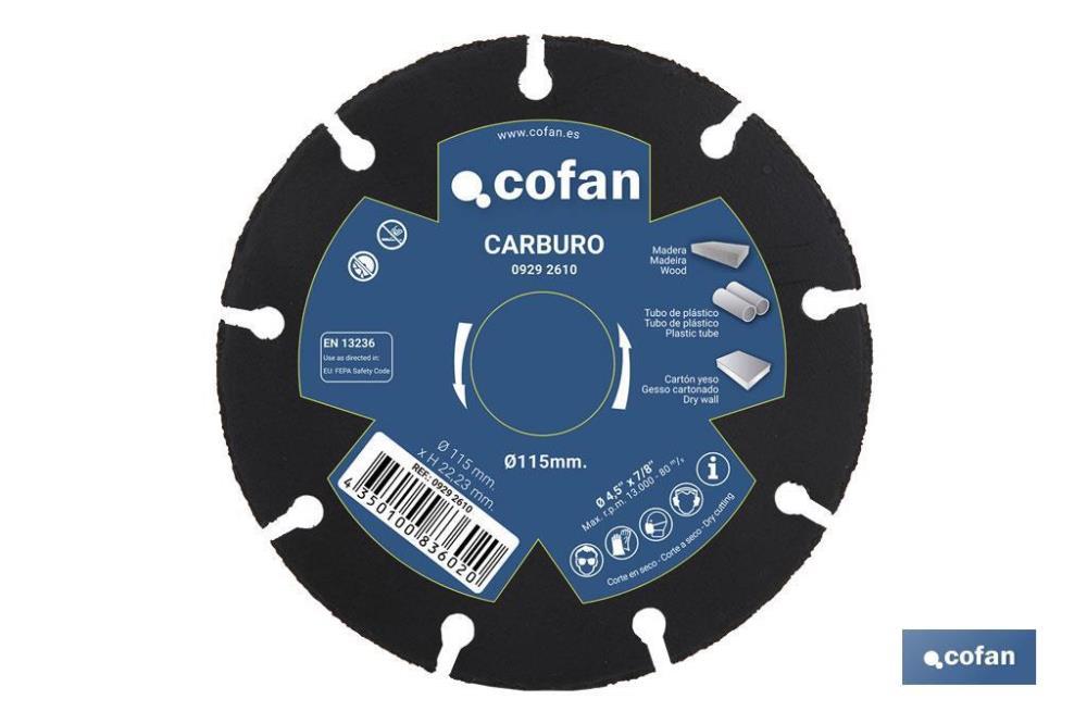 Disco especial carburo 115mm x 1mm Cofan