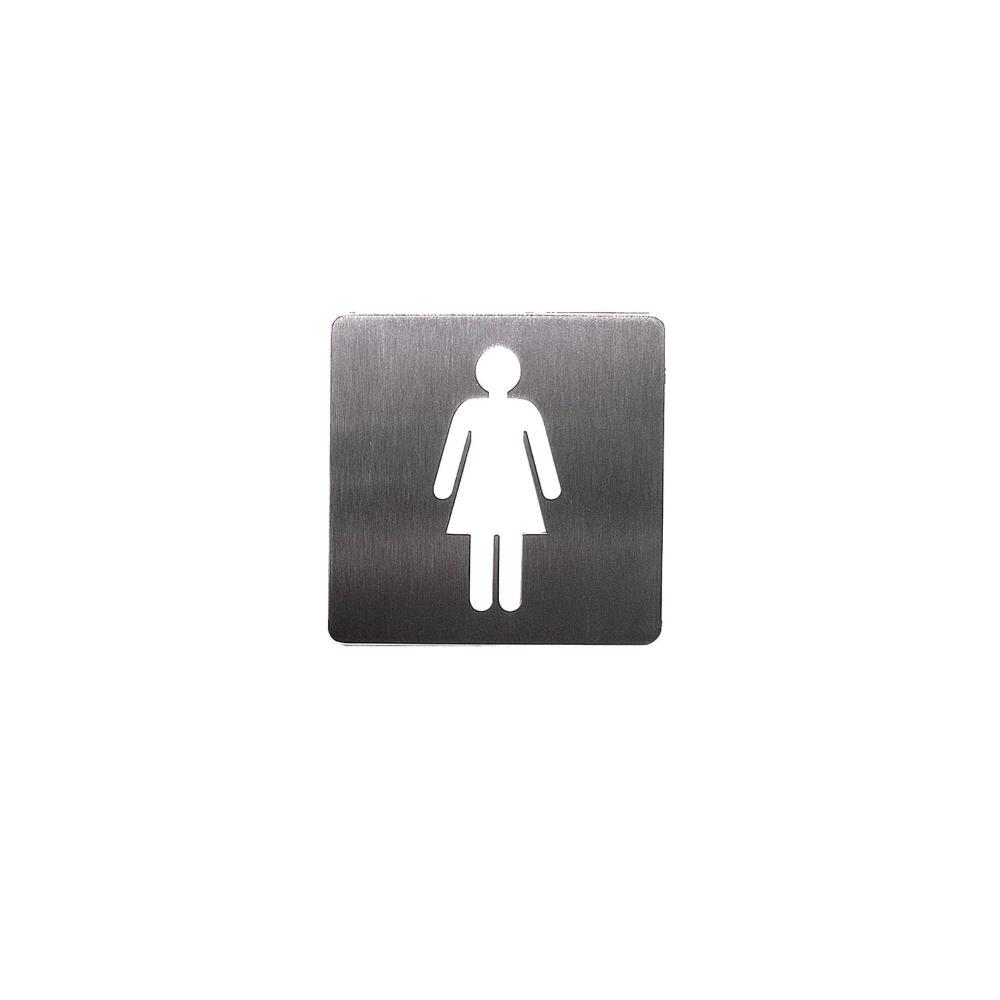 Placa de sinalética Inox 100x100-Feminino - BL1