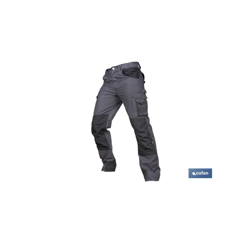 Calça trabaho elast. Heimdall c/bolsos cinz/prt nº42 Cofan