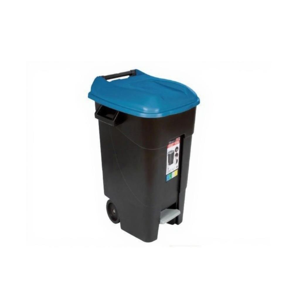 BALDE DO LIXO C/TAMPA AZUL C/RODAS E PEDAL 120 L