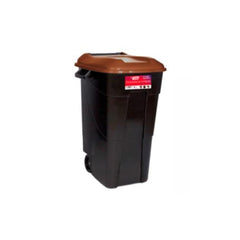 Balde lixo c/rodas e tampa 120lts castanho modelo 120P TAYG