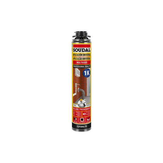 Espuma poliuret. multiuso universal pistola 750ml Soudal