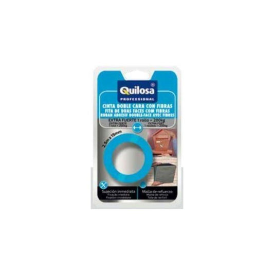CINTA FACE DUPLA FIBRAS 2,5M AZUL QUILOSA