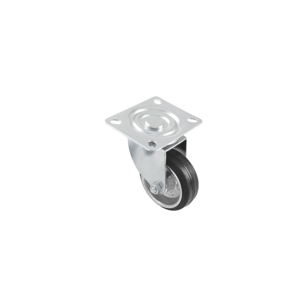 Roda borracha preta c/placa giratoria  2522-160 Amig