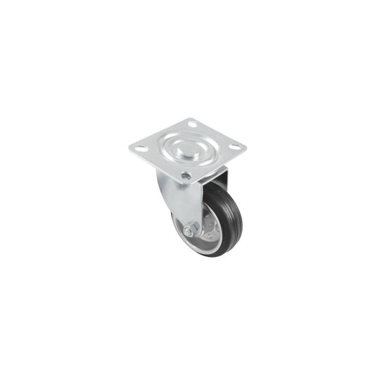 Roda borracha preta c/placa giratoria  2522-160 Amig