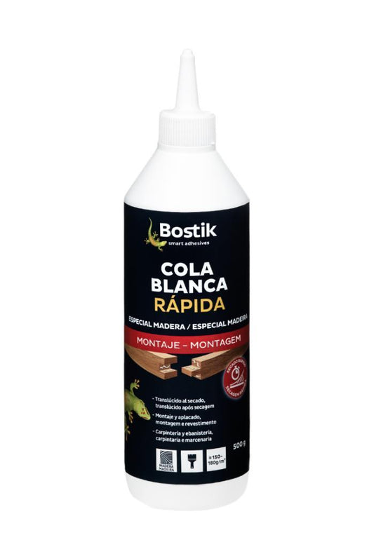 500G BOSTIK COLA BRANCA MADEIRA D2 RÁPIDA