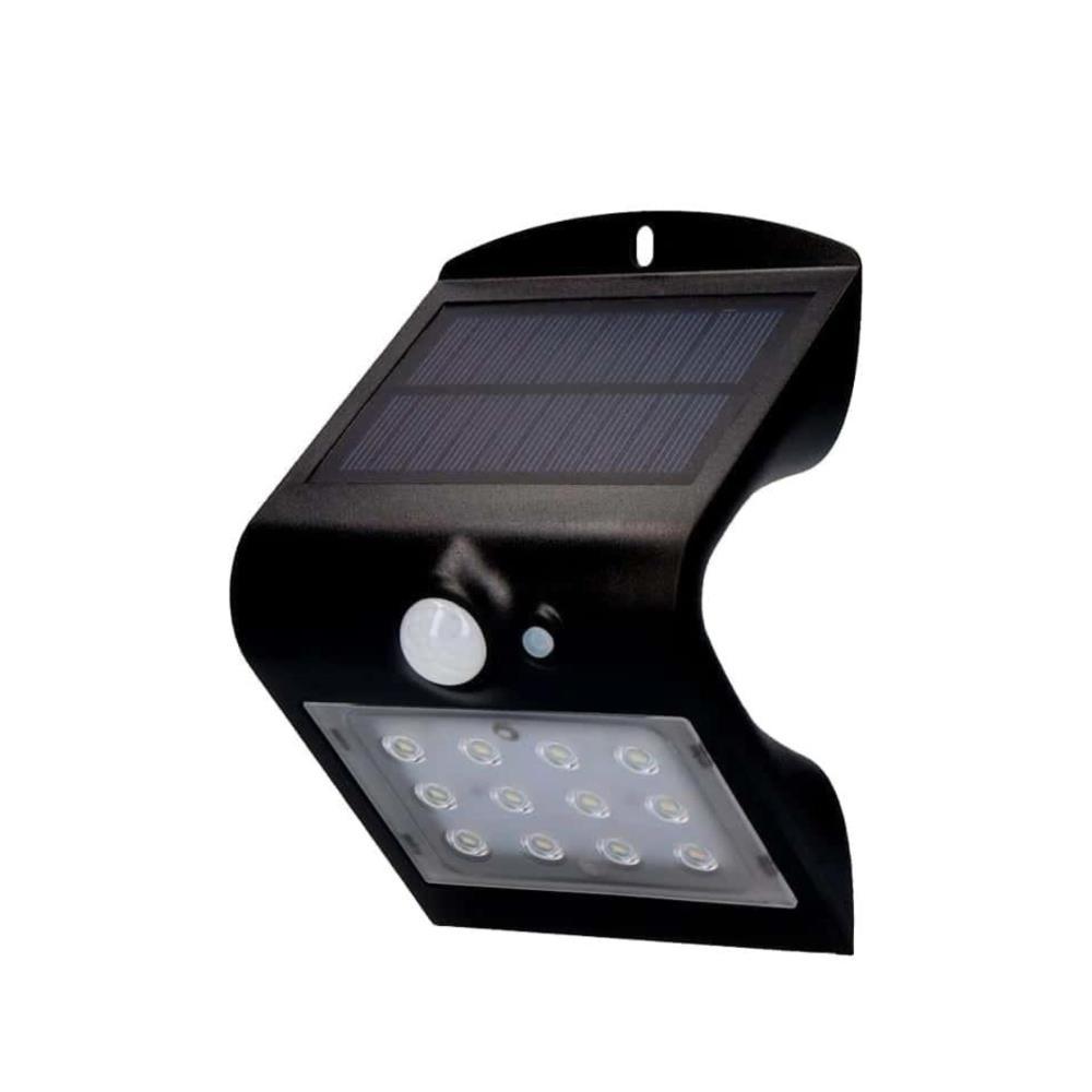 Candeeiro de parede solar 1.5w 220lm recarregavel preto EDM