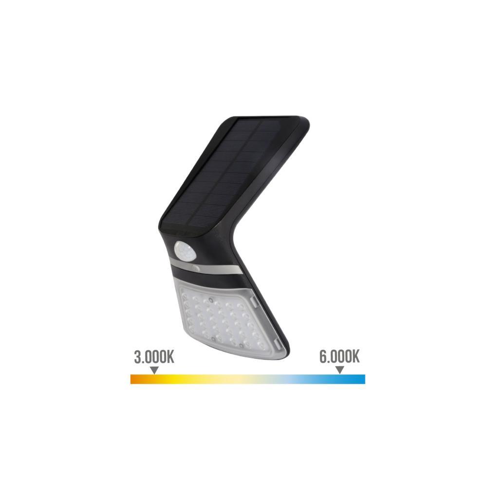 Candeeiro de parede solar 3.5W 430 lumens sensor preto EDM