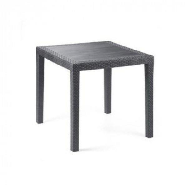 Mesa resina imitação rattan antracite 80x80x72