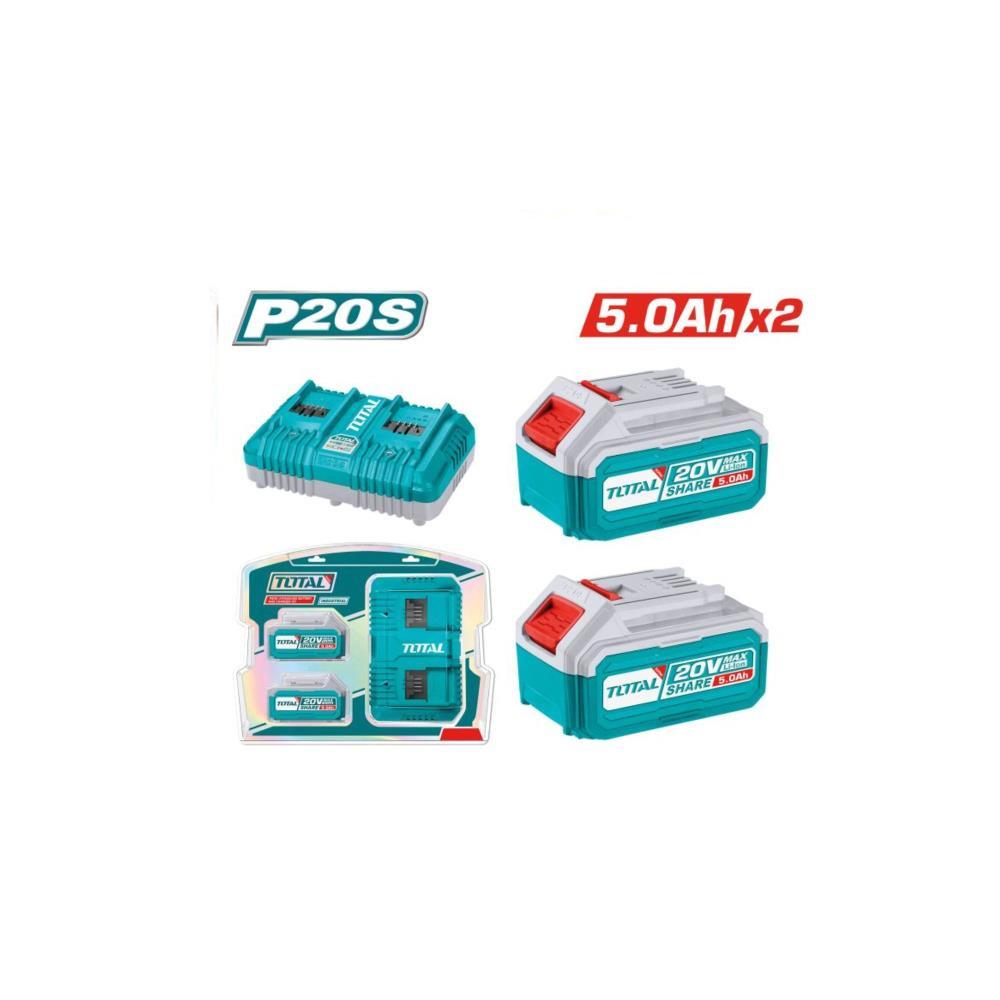 Pack de 2 bat. 5Ah +carregador duplo TFBCPK2425E Total