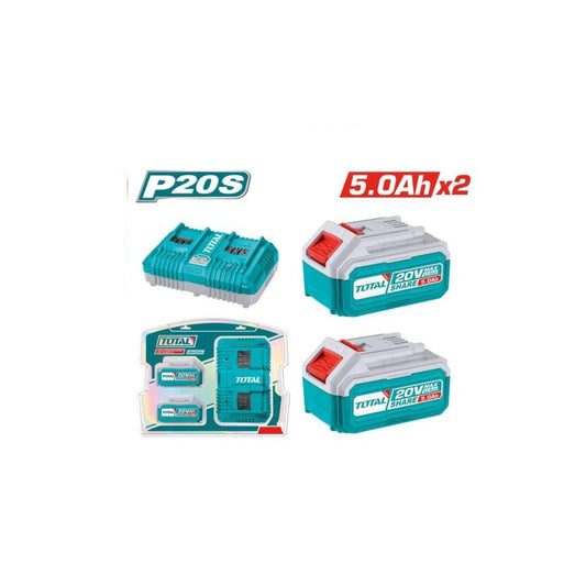 Pack de 2 bat. 5Ah +carregador duplo TFBCPK2425E Total