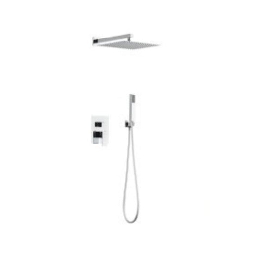 Conjunto de duche embutir design quadrado cromado Cofan