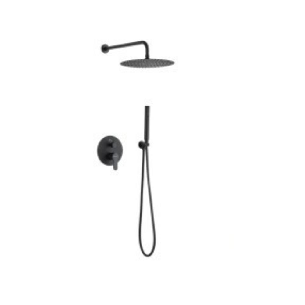 Conjunto de duche embutir design redondo preto mate Cofan