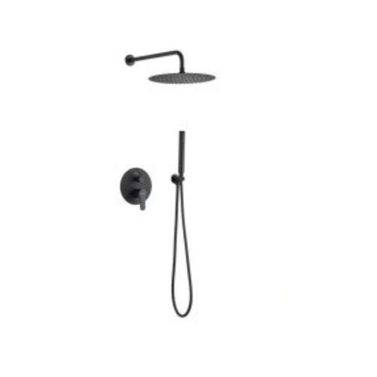 Conjunto de duche embutir design redondo preto mate Cofan