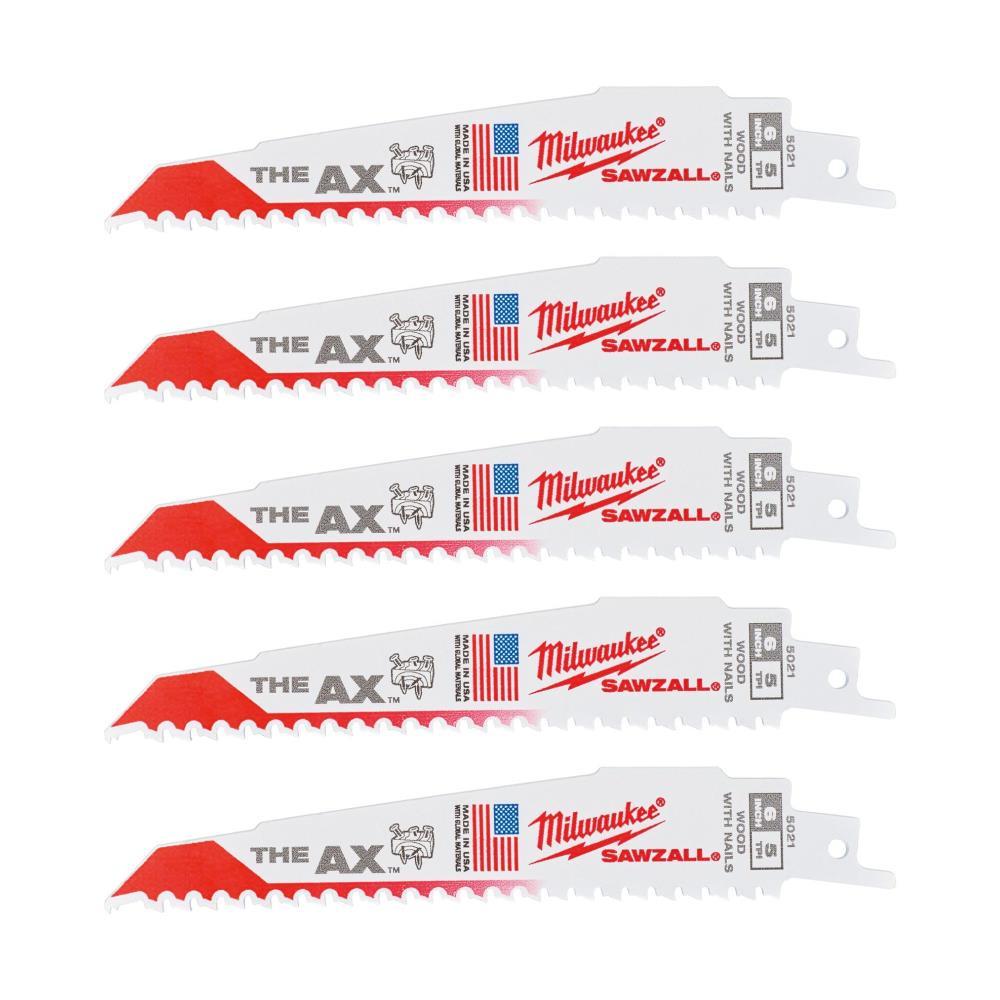 5 LAMINAS SERRA SABRE AX 150mm 5TPI MILWAUKEE