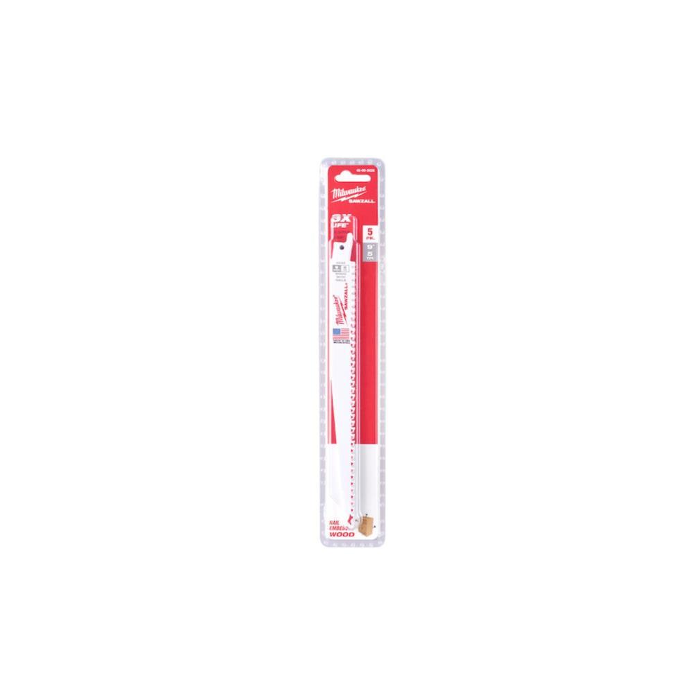 Lamina serra sabre demol. mad. c/pregos 230x5T 5ps Milwaukee