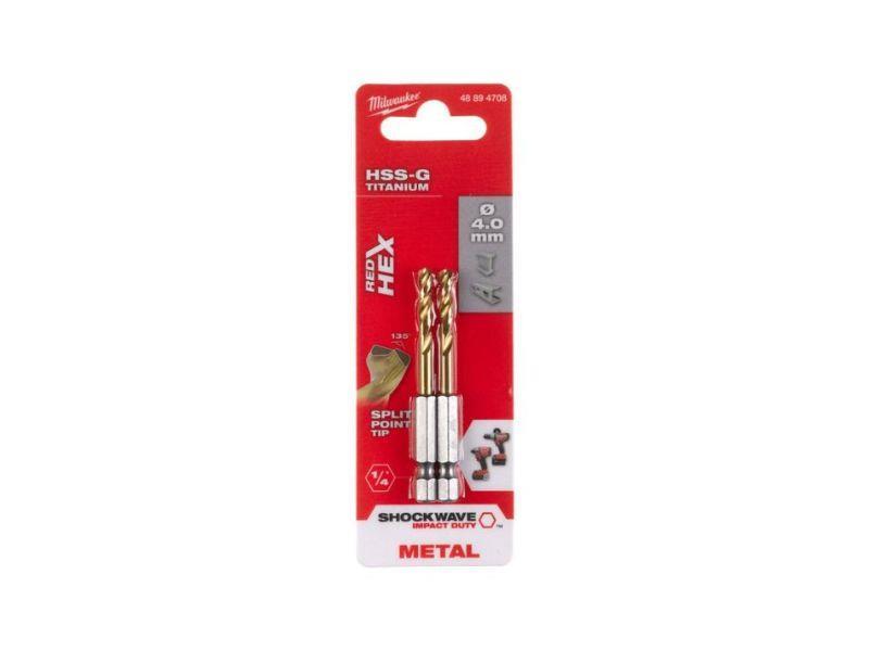 2 BROCA SHOCKWAVE HSS-G TIN 4mm MILWAUKEE