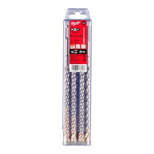ESTOJO DE 10 BROCAS SDS+MX4 - 12X210 MILWAUKEE