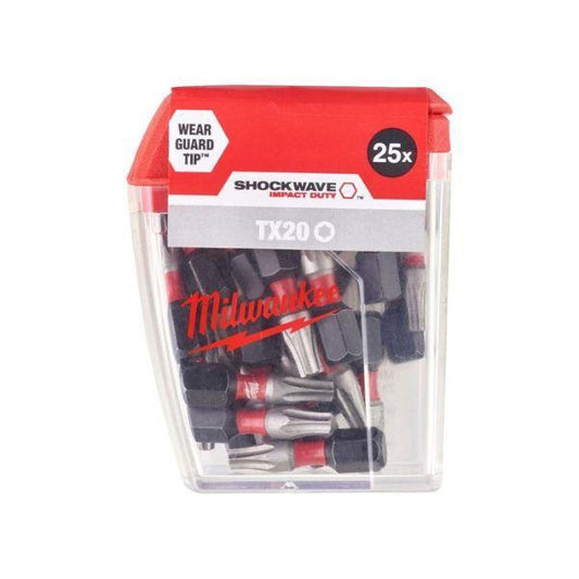 25 PC PONTAS P/APARAFUSADORA SHOCKWAVE TX20 25MM MILWAUKEE
