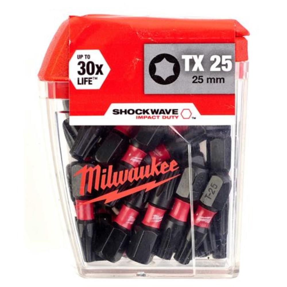 25 PC PONTAS P/APARAFUSADOR SHOCKWAVE TX25 25MM MILWAUKEE