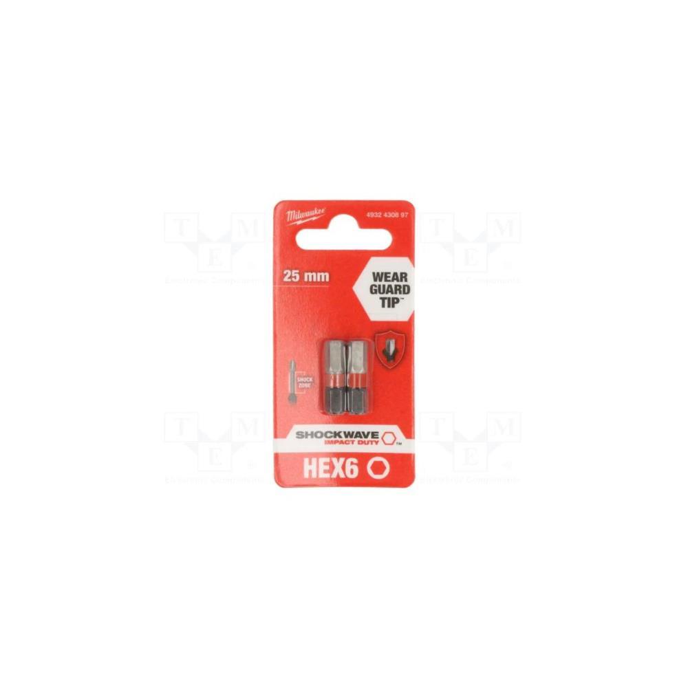 PONTAS P/APARAFUSADORA SHOCKWAVE HEX 6X25MM MILWAUKEE