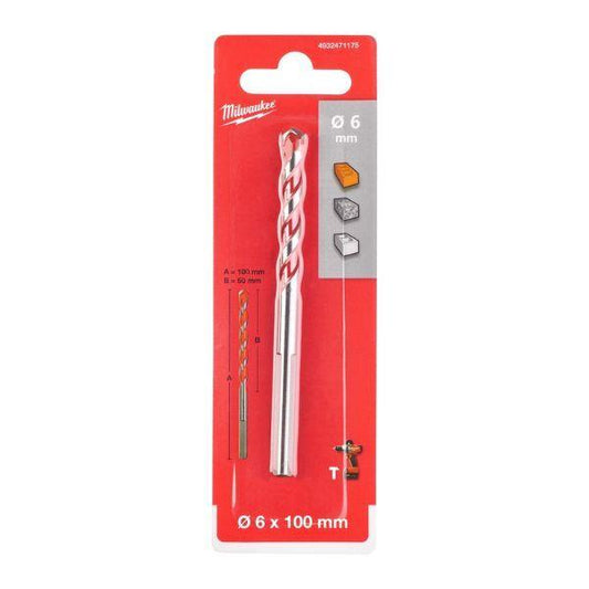 BROCA P/BETÃO 3 CHANFROS PREMIUM 6X100 MILWAUKEE