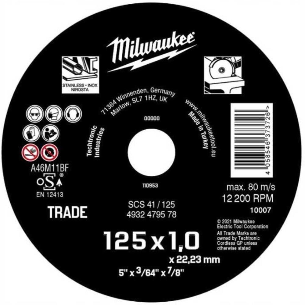 Disco corte 125mm x1 mm Milwaukee
