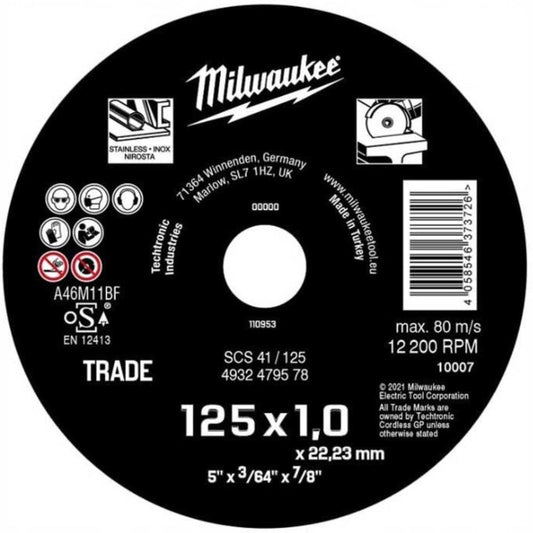 Disco corte 125mm x1 mm Milwaukee
