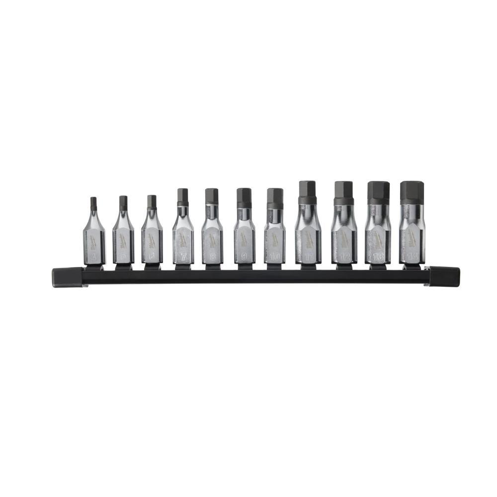 Conjunto de 11 bits hexagonais 3/8 metrica Milwaukee