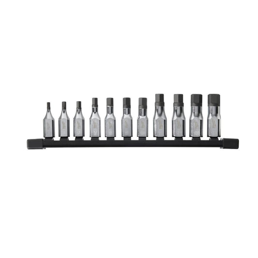 Conjunto de 11 bits hexagonais 3/8 metrica Milwaukee