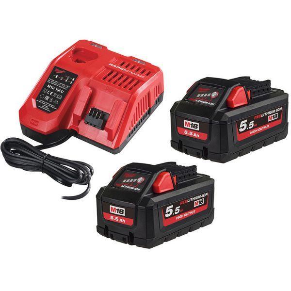 Kit baterias 5.5ah e carregador rapido M18HNRG-552 Milwaukee