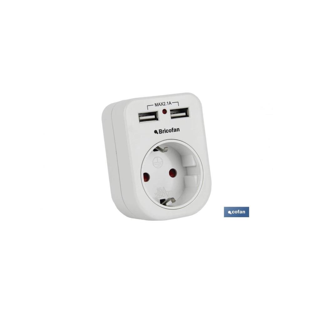 Adaptador frontal 1 tomada + 2 USB Cofan