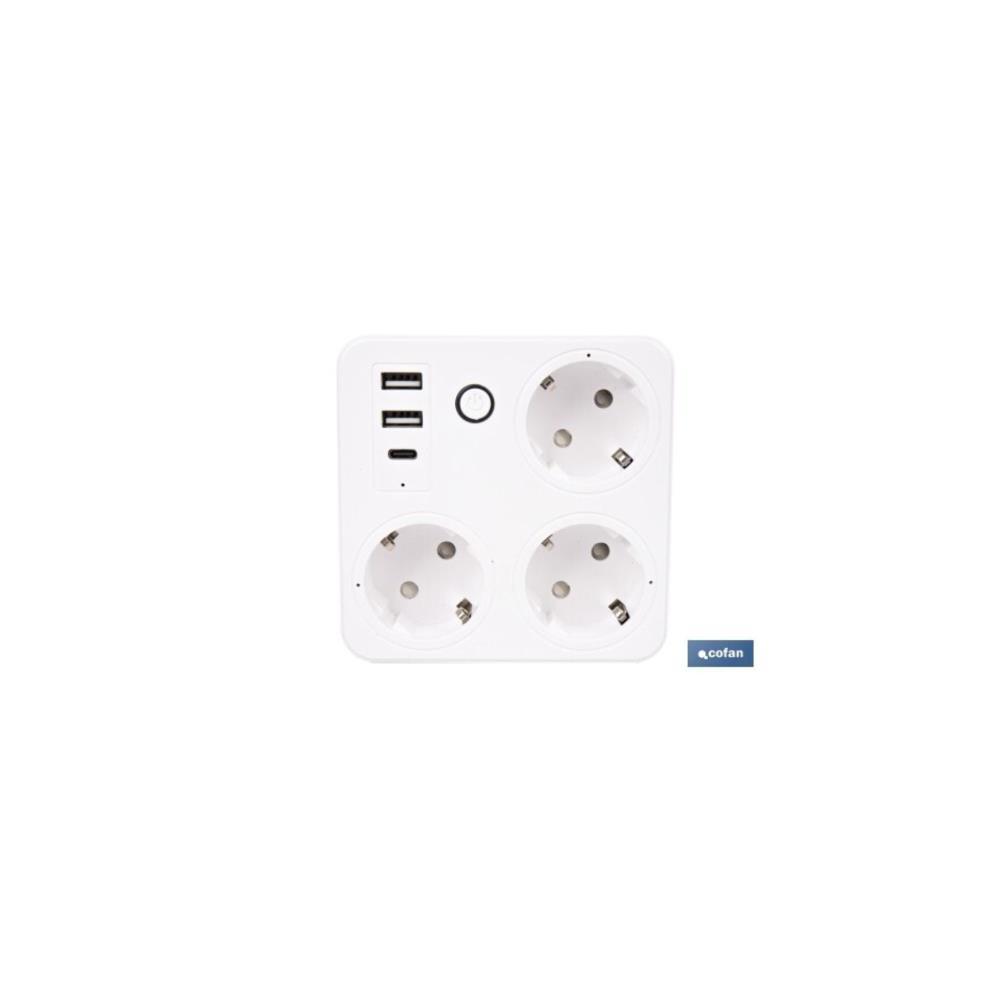 Extensão tripla+portas USB+WI-FI Cofan