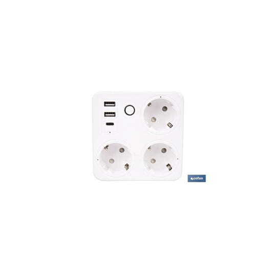 Extensão tripla+portas USB+WI-FI Cofan