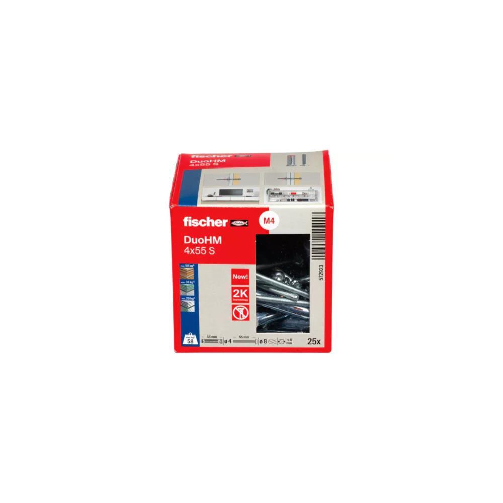 caixa 25 buchas de cavidade DuoHM 4x55 S TX Fischer